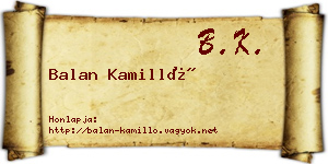 Balan Kamilló névjegykártya